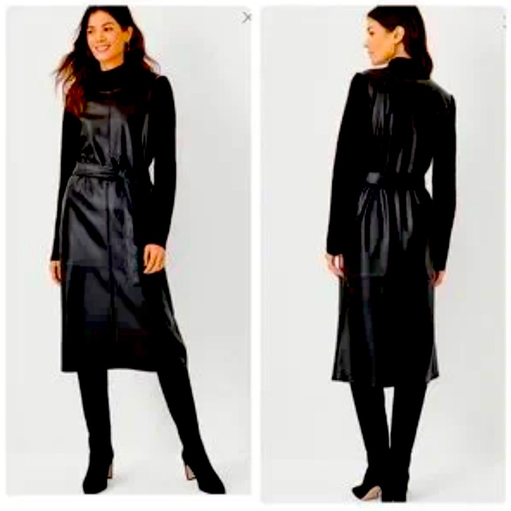 Ann Taylor midi faux leather dress , size XS.